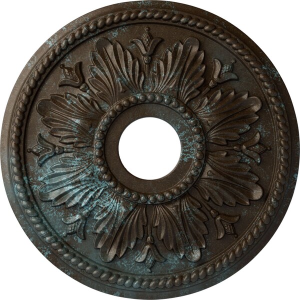 Ekena Millwork Edinburgh Medallion (Canopies up to 5 1/8"), 18 1/8"OD x 3 1/2"ID x 2 3/4"P, Bronze Blue Patina CM18ED1BBS - main